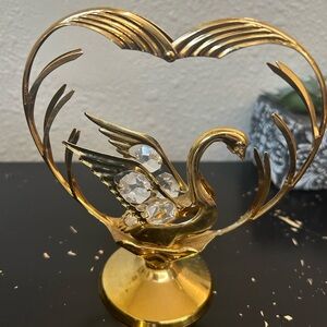 Gold Swan Figurine with Crystal Accents